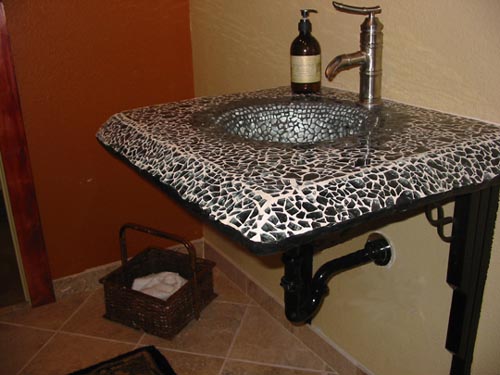 Shambala Day Spa black glass mosaic sink