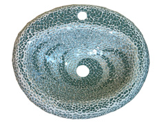 silver & green glass mosaic sink